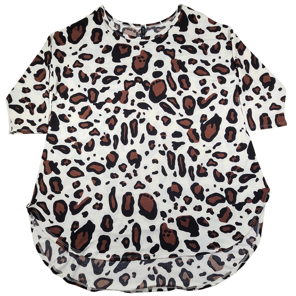 Glitzy Girlz Boutique Leopard Print Tunic Top 3XL Curvy Stretchy Casual Top Boho